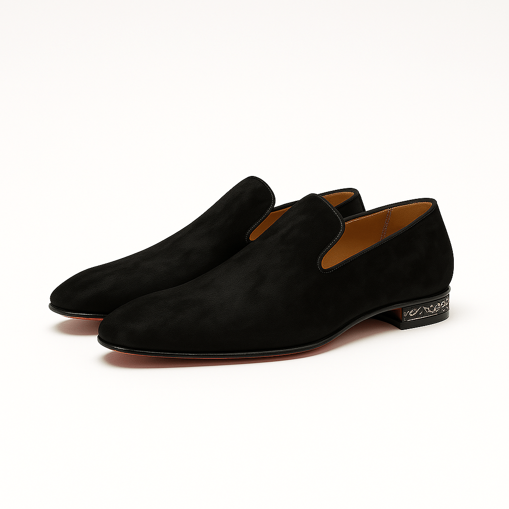 Domoir | Suede Rhinestone Slip-On Loafers