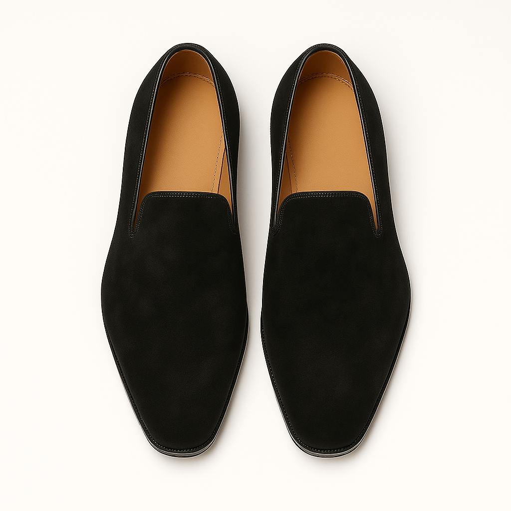 Domoir | Suede Rhinestone Slip-On Loafers