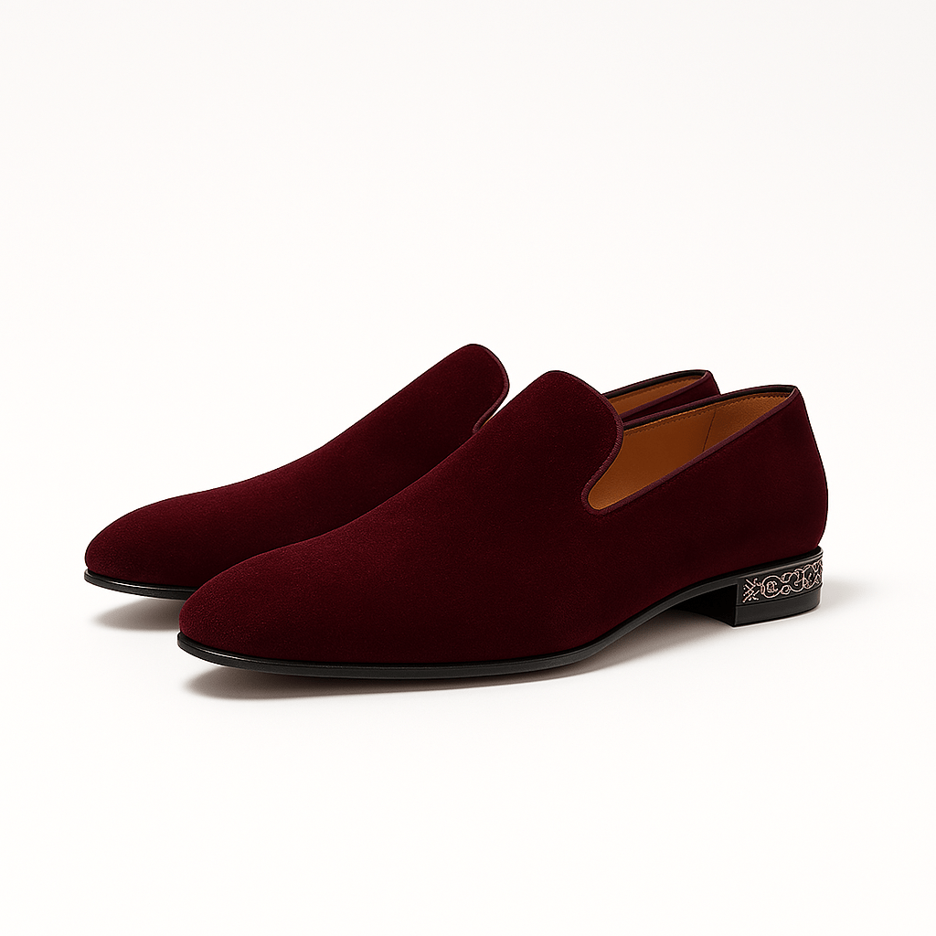Domoir | Suede Rhinestone Slip-On Loafers