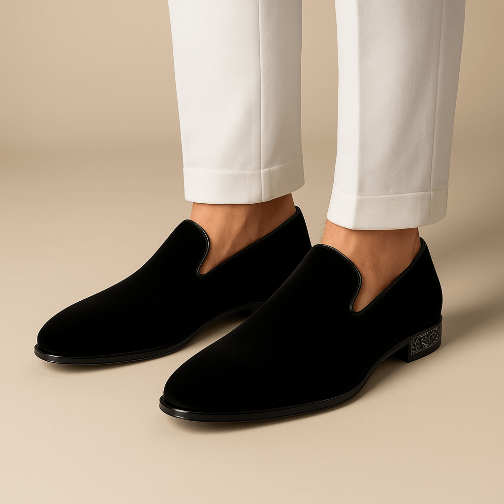 Domoir | Suede Rhinestone Slip-On Loafers