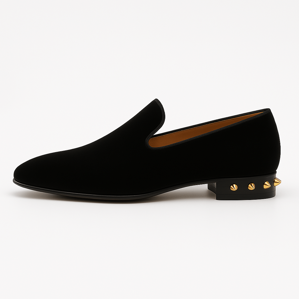 Domoir | Velvet Loafers with Gunmetal Studs