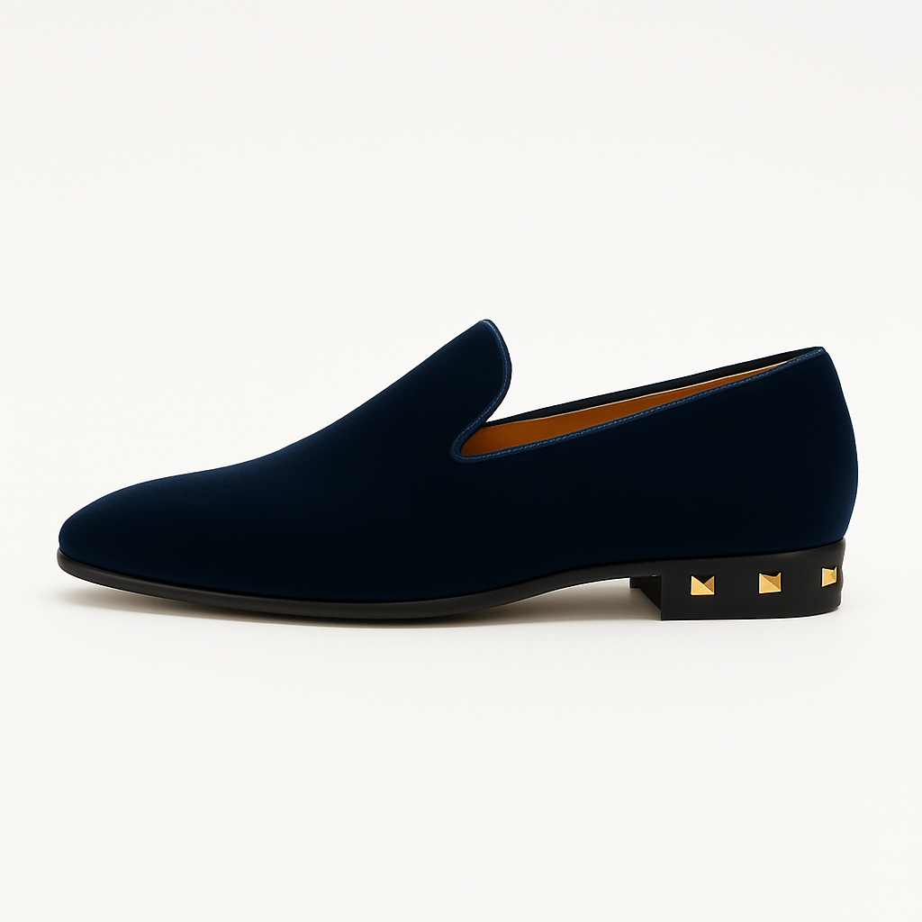 Domoir | Velvet Loafers with Gunmetal Studs