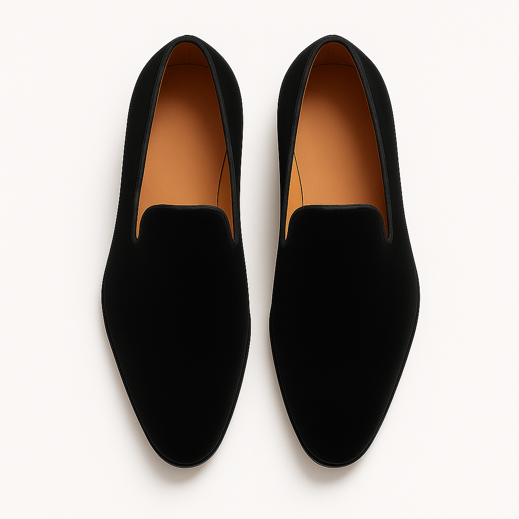 Domoir | Velvet Loafers with Gunmetal Studs
