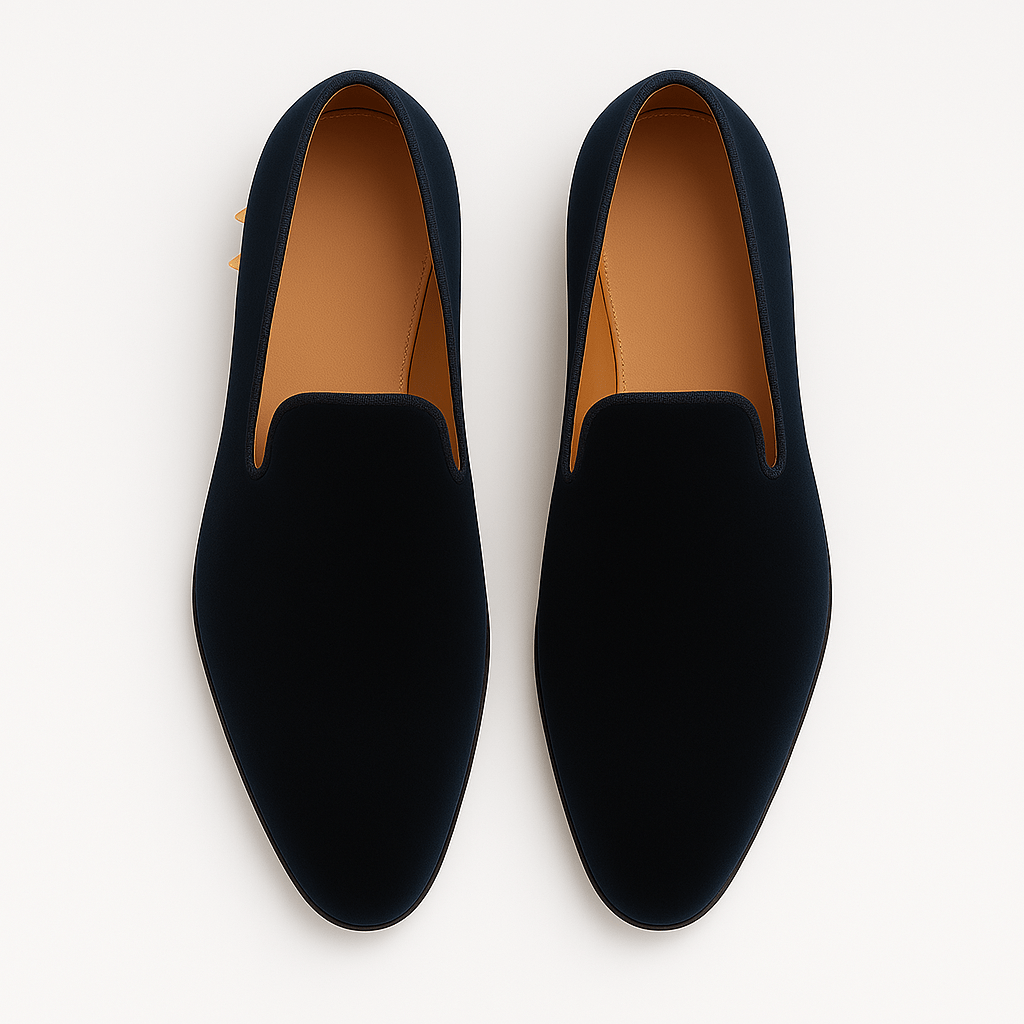 Domoir | Velvet Loafers with Gunmetal Studs