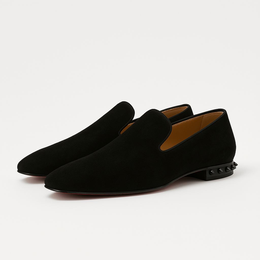 Domoir | Velvet Loafers with Gunmetal Studs