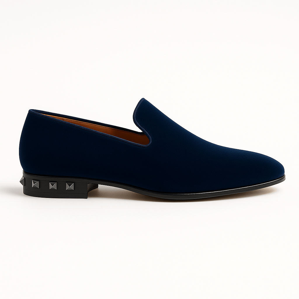 Domoir | Velvet Loafers with Gunmetal Studs