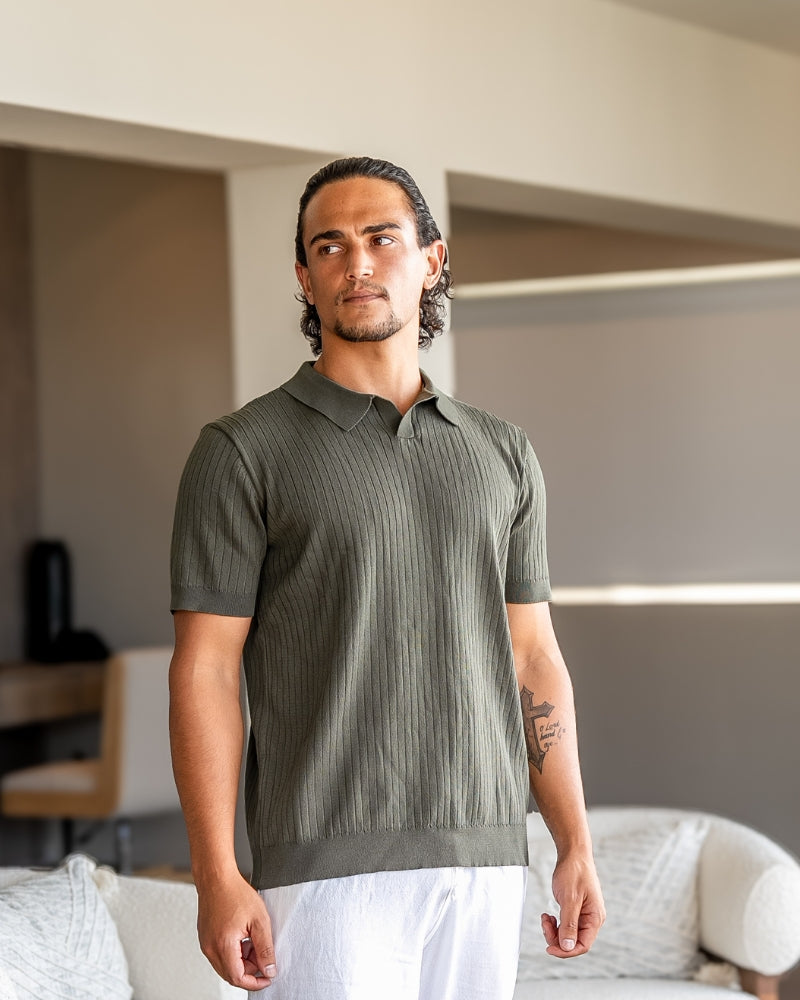 Premium Ribbed Polo - Old Money