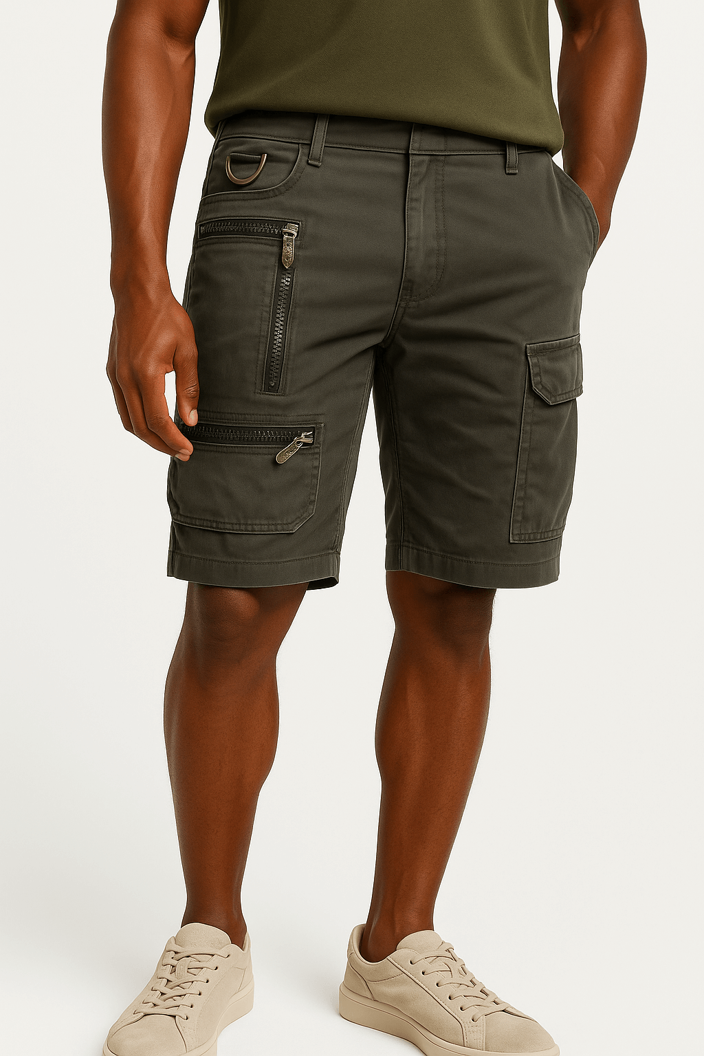 LumiNovi | Utility Cargo Shorts Knee Length