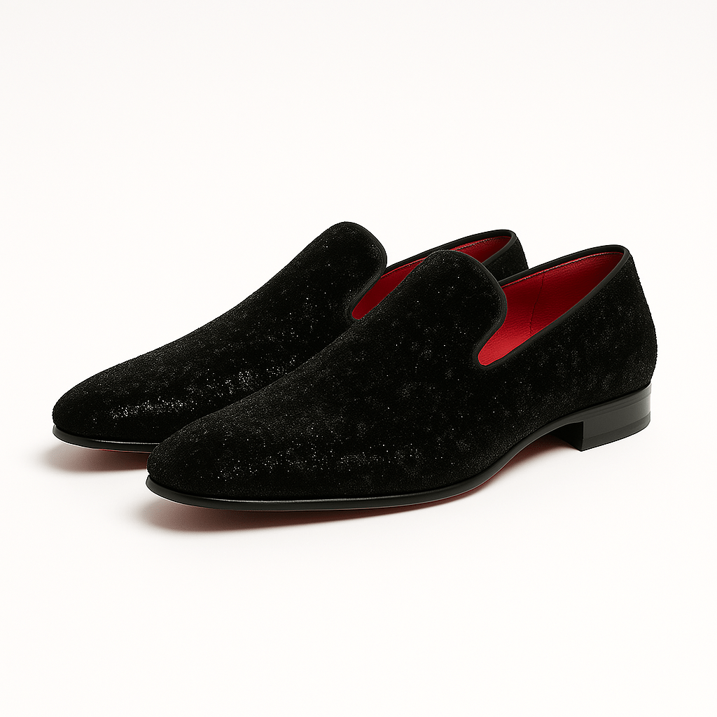 Domoir | Black Velvet V-Cut Loafers