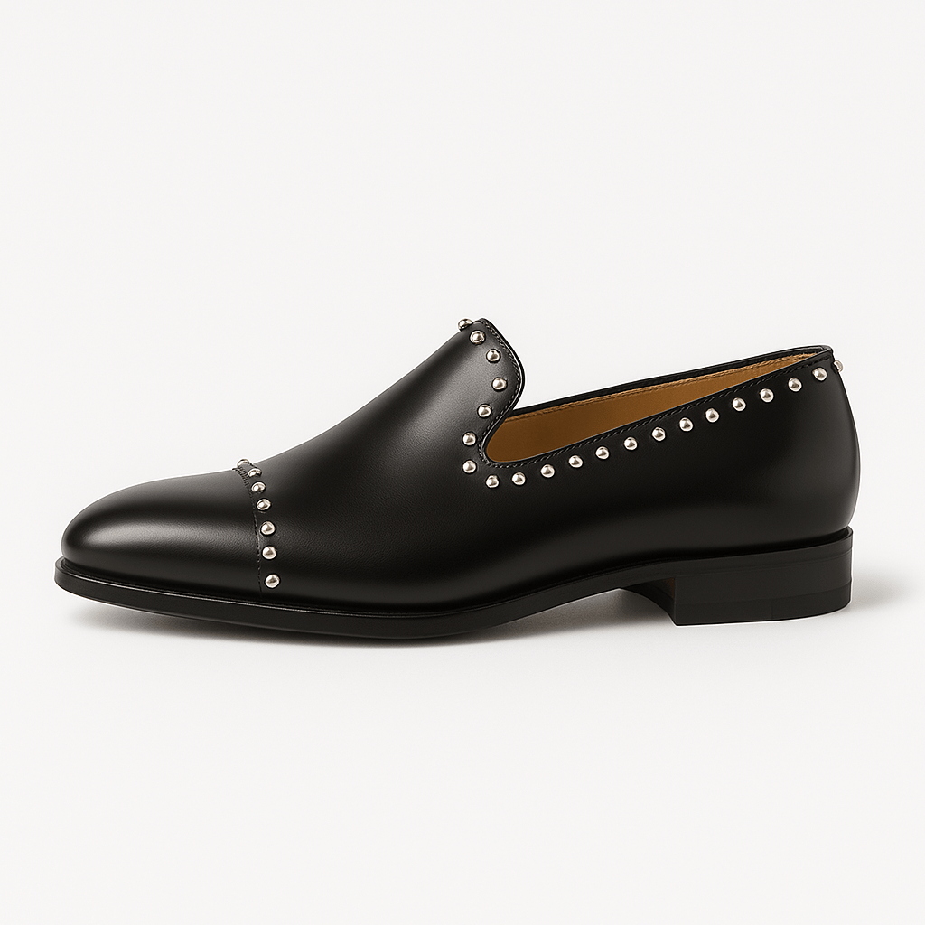 Domoir | Calfskin Studded Loafers with Spikes