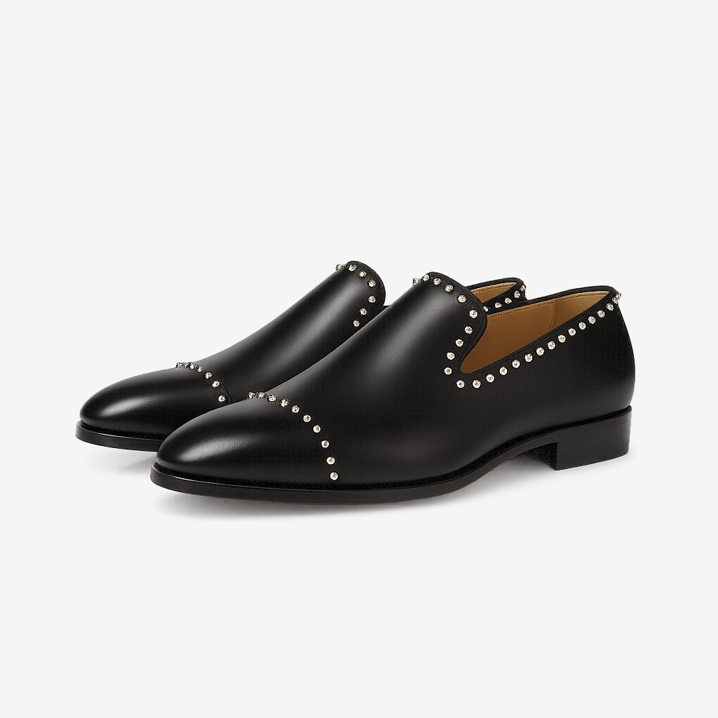 Domoir | Calfskin Studded Loafers with Spikes
