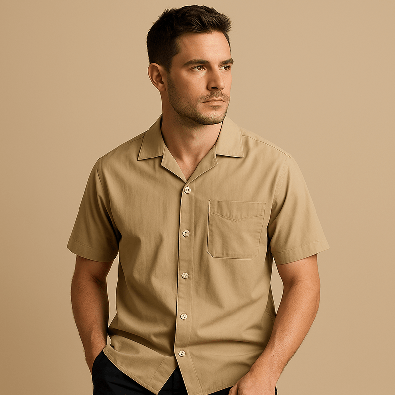 Domoir | Camp Collar Cotton Polo Shirt