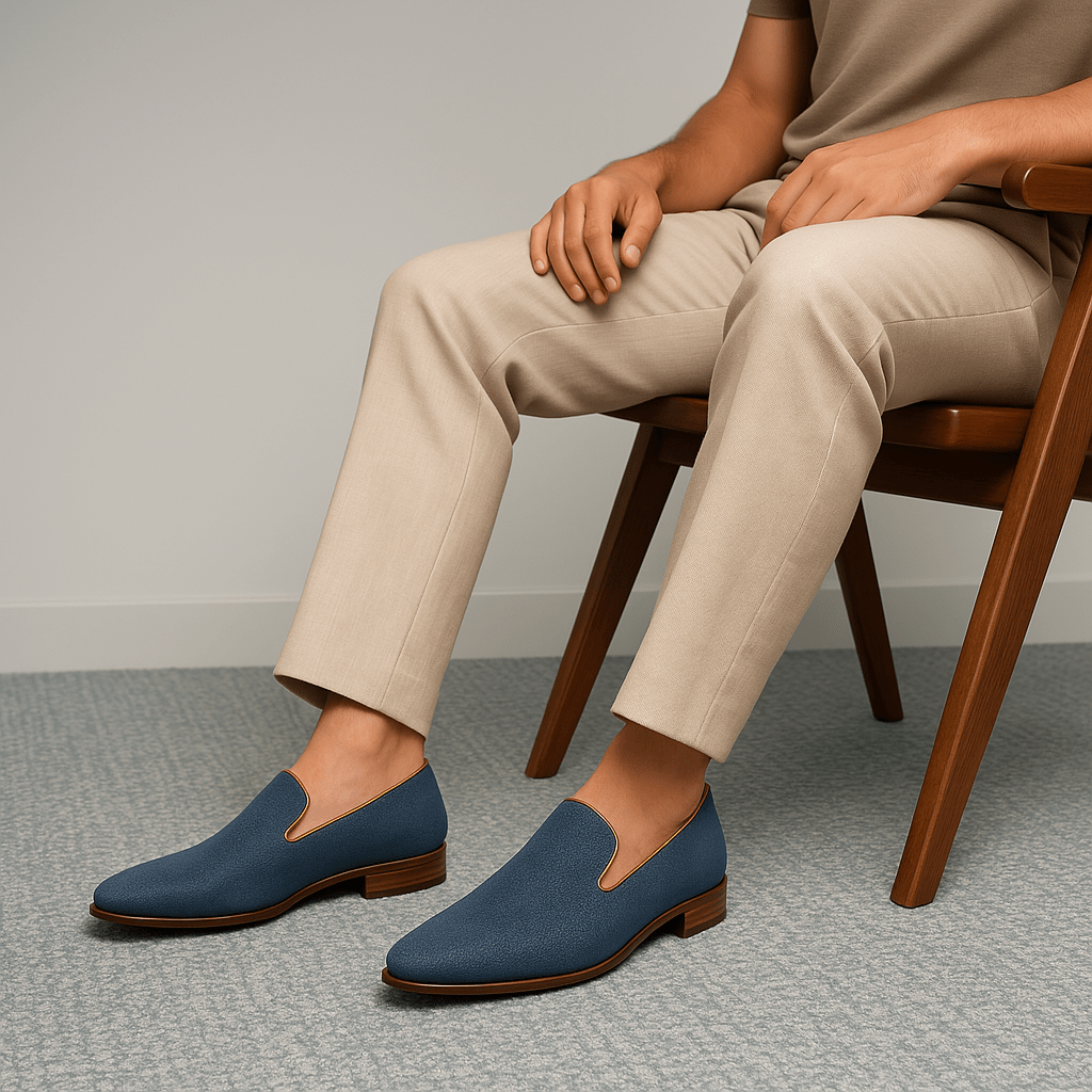 Domoir | Denim Loafers with Metal Heel