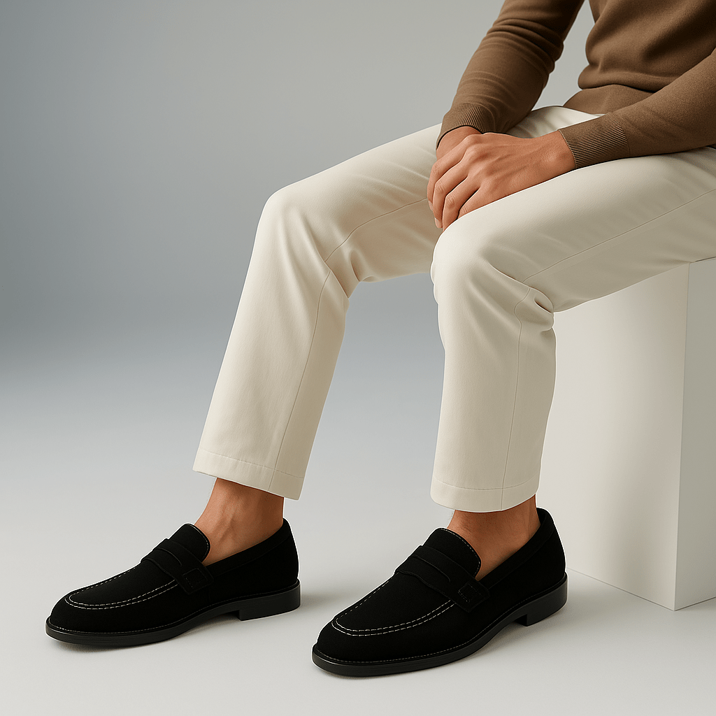 Domoir | Suede Penny Loafers