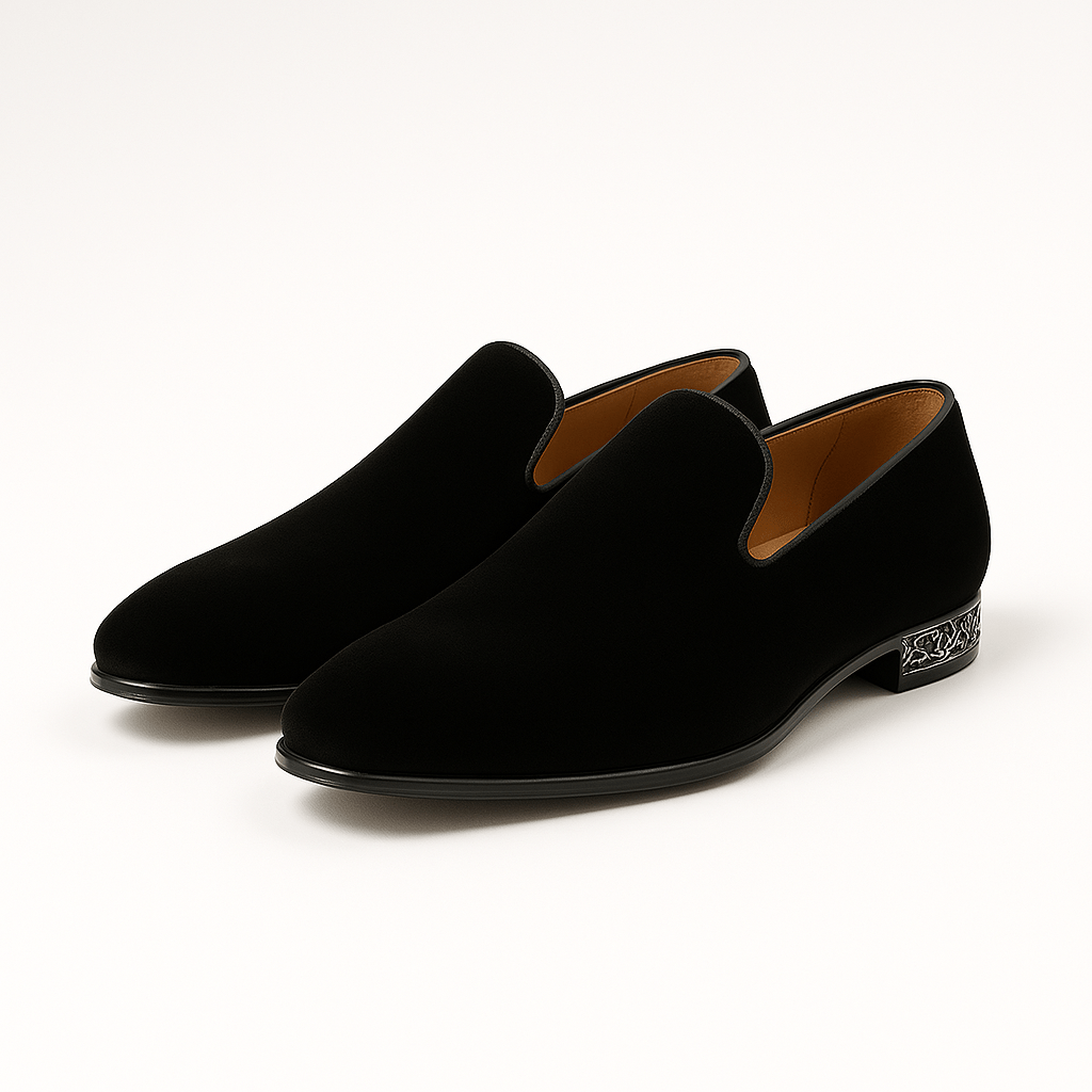 Domoir | Suede Rhinestone Slip-On Loafers