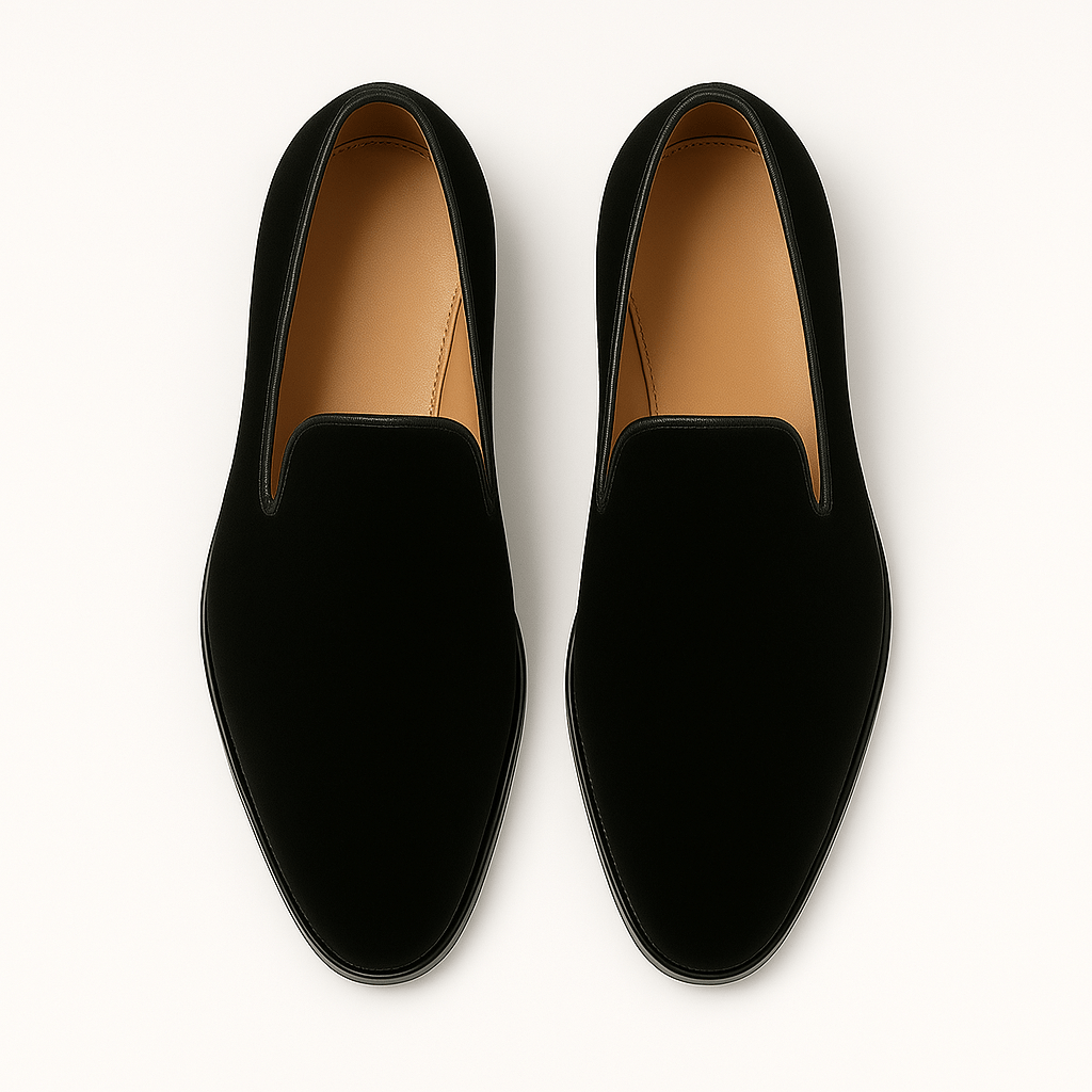 Domoir | Suede Rhinestone Slip-On Loafers