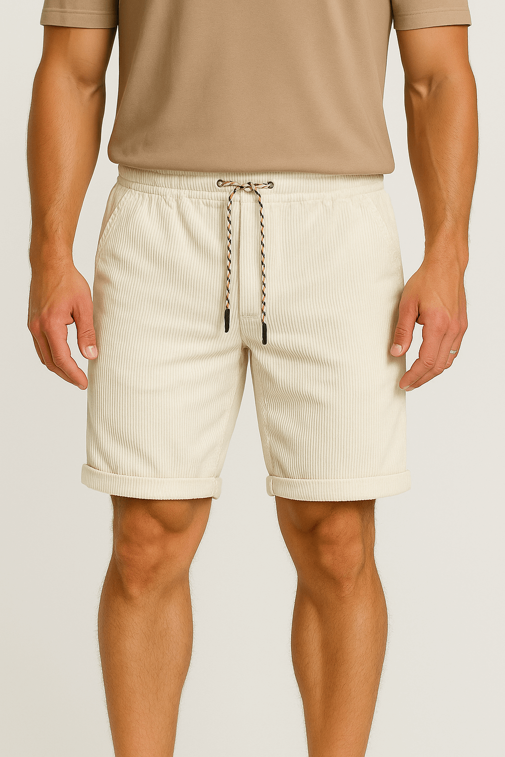 LumiNovi | Corduroy Shorts Lightweight Rolled Hem 