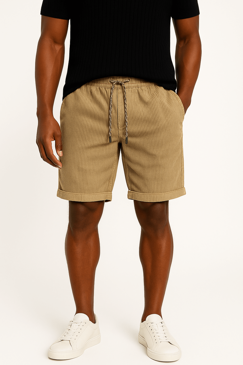 LumiNovi | Corduroy Shorts Lightweight Rolled Hem 